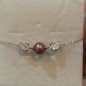 Red Freshwater Pearl On Sterling Silver Bracelet